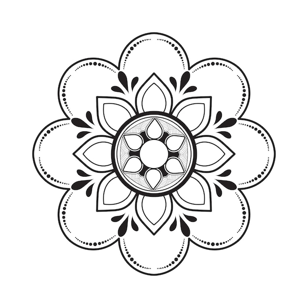 Floral line ornament henna decorative circle tattoo pattern mandala design