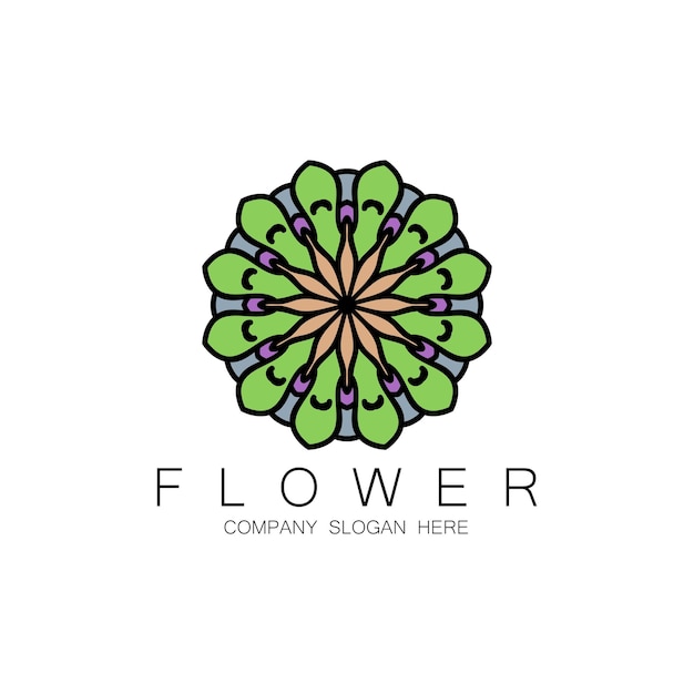 Floral Logo Design Mandala Art Vector For Company Brand Banner Sticker Or Product