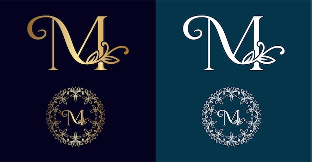 floral logo M letter design