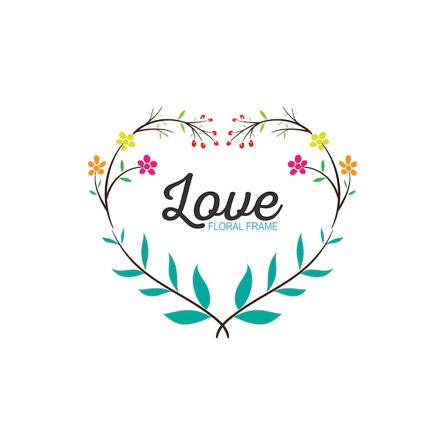 Floral love frame Simple wedding wreath 