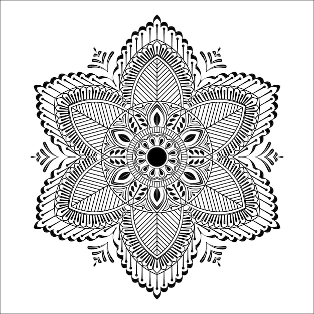 Floral Mandala art for coloring book