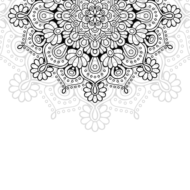 Floral Mandala black and white ornament