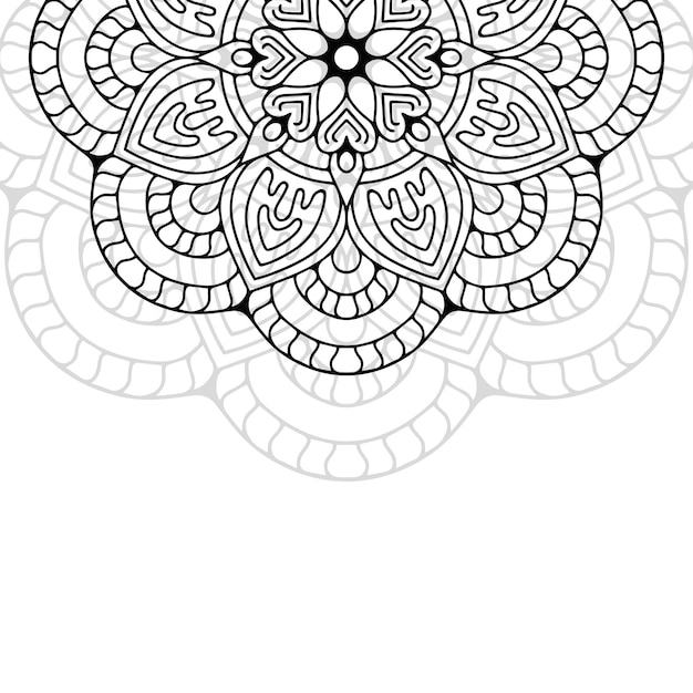 Floral Mandala black and white ornament