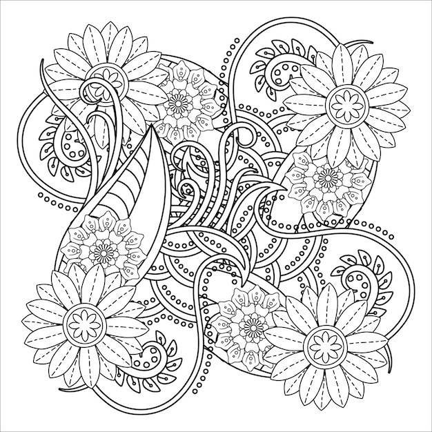 Floral mandala coloring