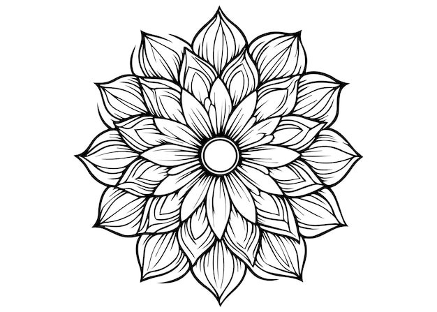 Floral mandala design outline vector