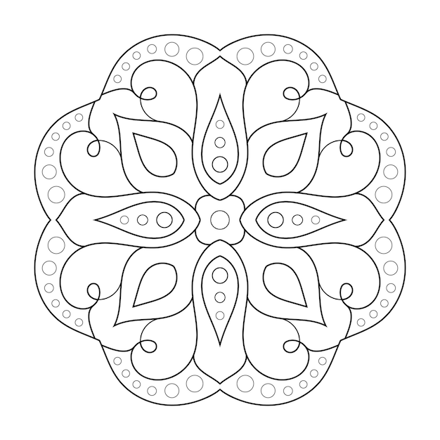 Floral Mandala in ethnic style with outline for coloring page