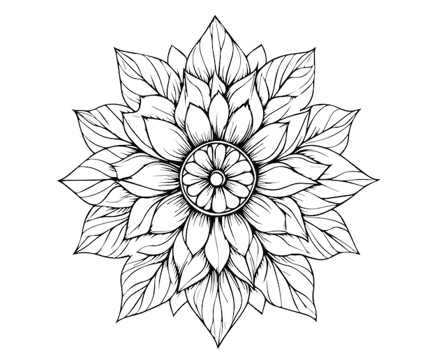 Vector floral mandala outline vector coloring pages for kids