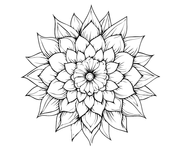 Floral mandala outline vector coloring pages for kids