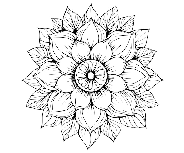 Vector floral mandala outline vector coloring pages for kids