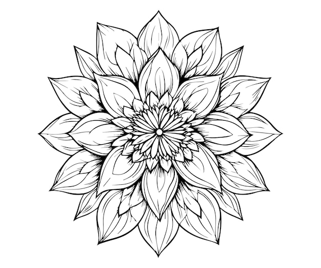 Floral mandala outline vector coloring pages for kids