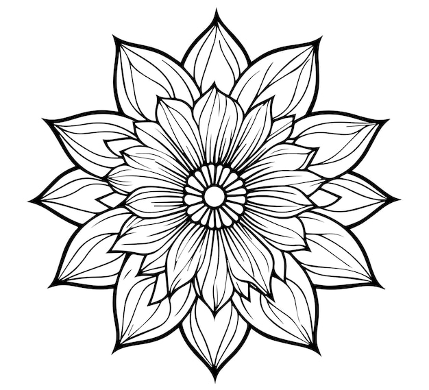 Vector floral mandala outline vector coloring pages for kids