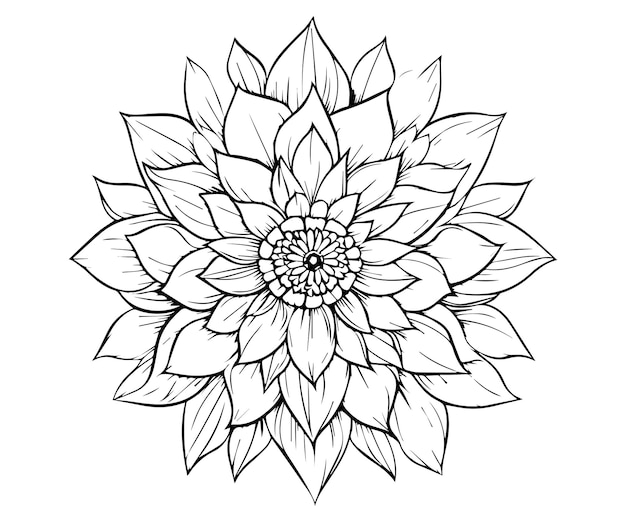 Floral mandala outline vector coloring pages for kids