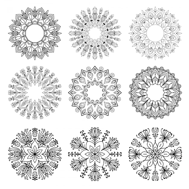 Floral Mandala Pack of 9