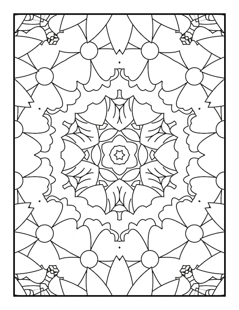 Floral mandala pattern coloring page for adults Mandala coloring page Adult coloring book page