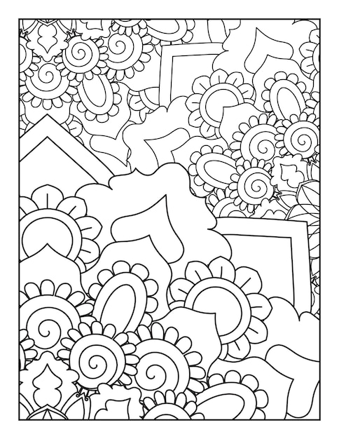 Floral mandala pattern coloring page