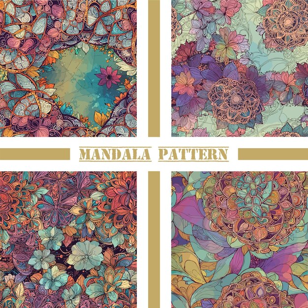 Floral mandala pattern set 19