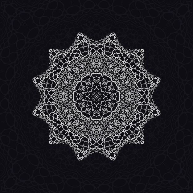 floral mandala relaxation patterns unique design with black backgroundHand drawn pattern