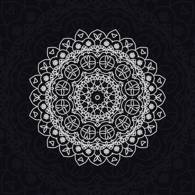 floral mandala relaxation patterns unique design with black backgroundHand drawn pattern