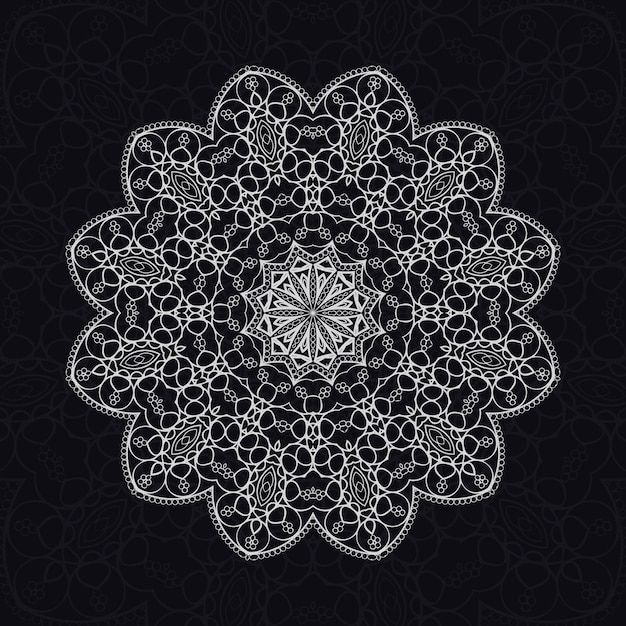 floral mandala relaxation patterns unique design with black backgroundHand drawn pattern