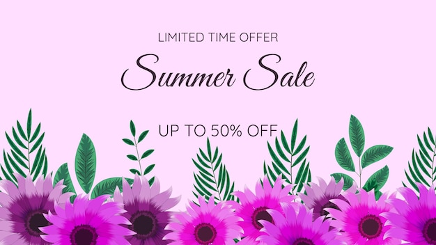 Floral Mega Summer Discounts Sale Off Shopping Background Label template with soft natural flowers