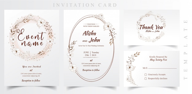 Floral modern wedding invitation card