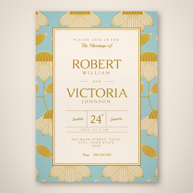 Floral Modern Wedding Invitation Template 01