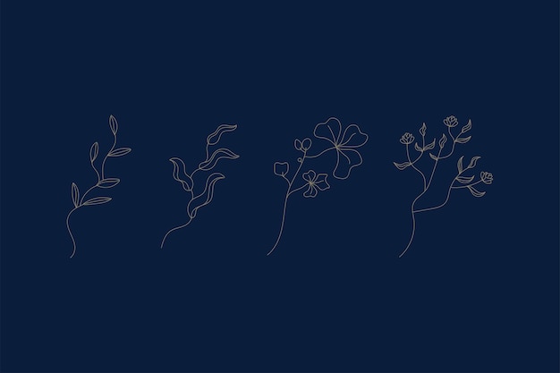 Vector floral and natural themes simple line art