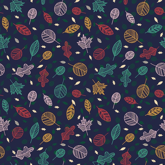 Floral nature leaves vector seamless pattern hand drawn eps