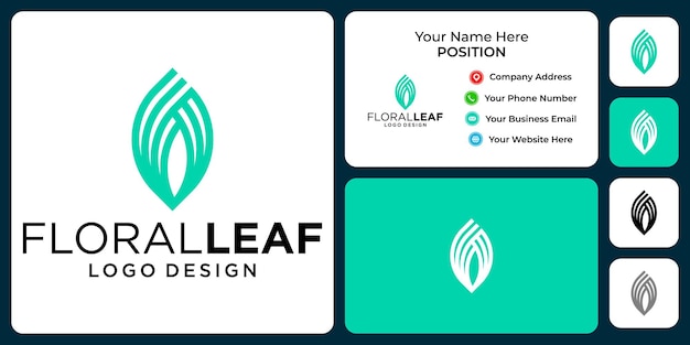 Floral nature logo design with business card template