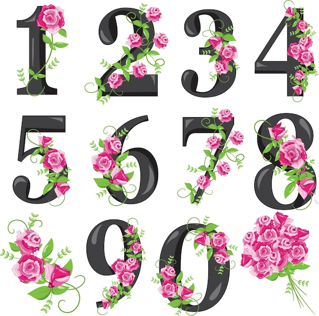 floral number set