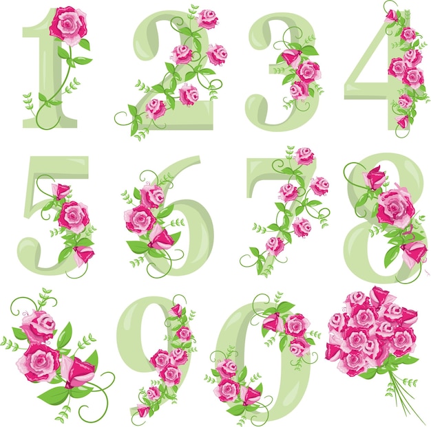 floral number set