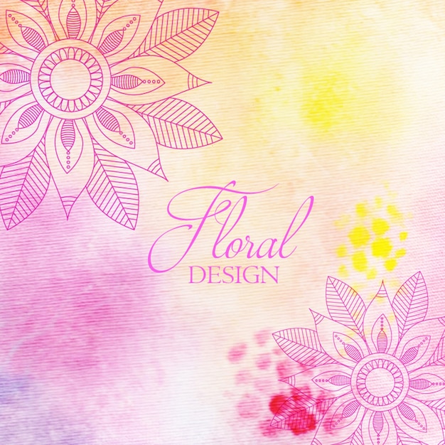 Floral Ornamental Design With Watercolor Texture