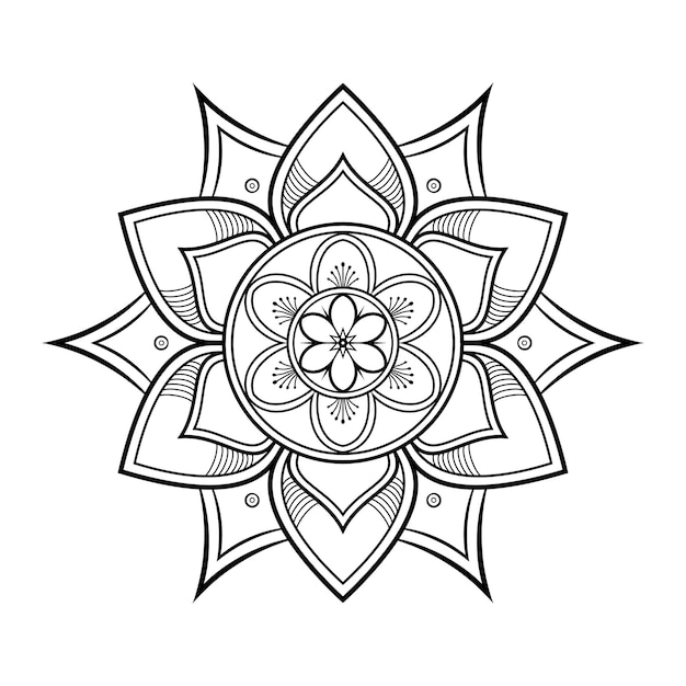 Floral ornamental pattern henna mandala art for coloring book