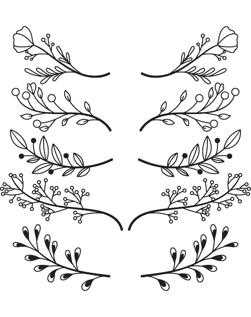 Vector floral ornaments hand drawn vector designs