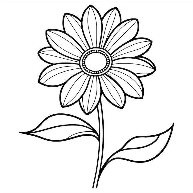 Floral outline coloring page digital art