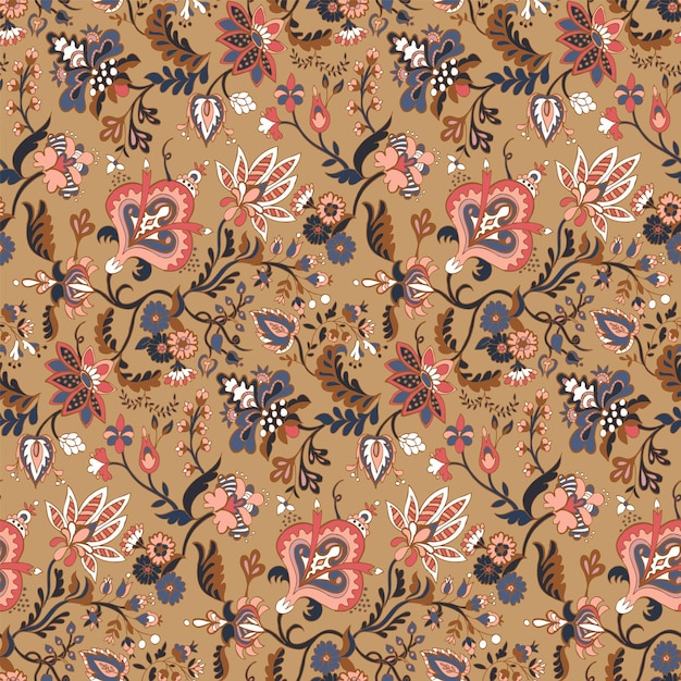 FLORAL PAISLEY SEAMLESS PATTERN VECTOR