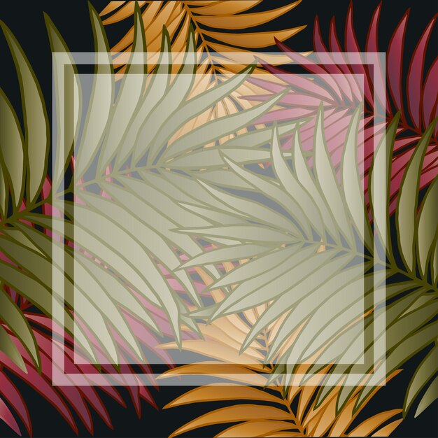 Vector floral palm hand drawn illustration background frame