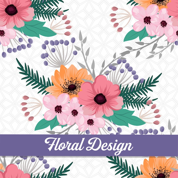  Floral pattern design with berries