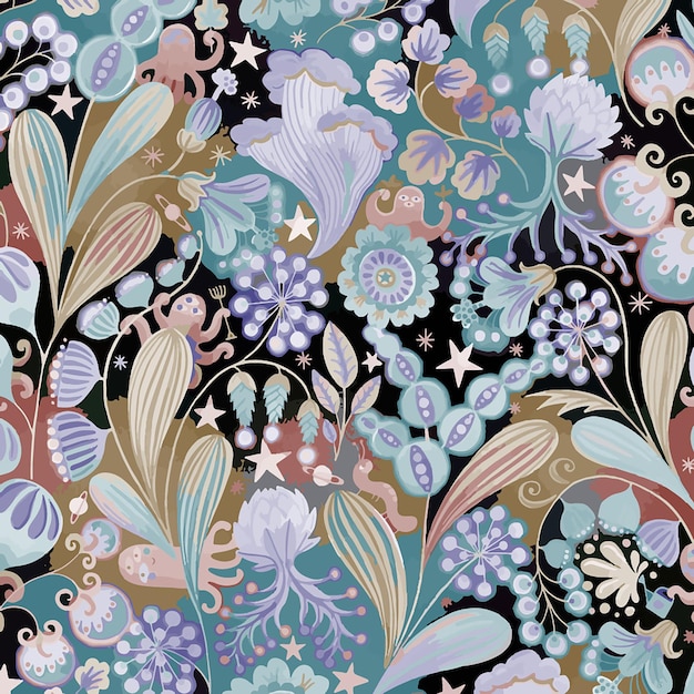 Vector floral pattern flower blossom spring illustration for fabric textile design print