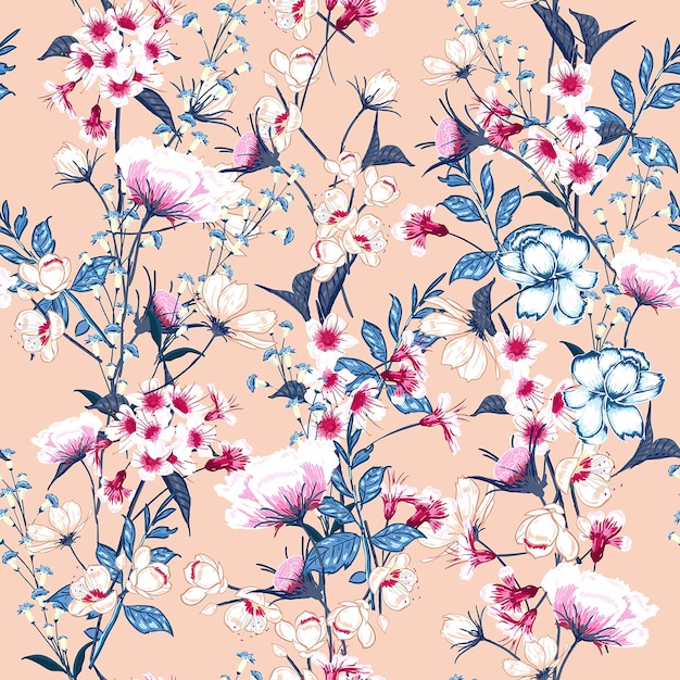 Floral pattern flowers. Botanical  Seamless vector 