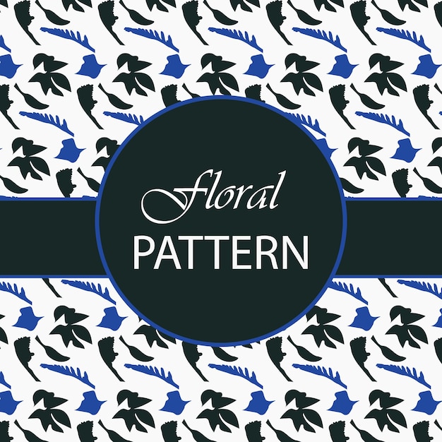 A floral pattern is shown on a blue and white background.