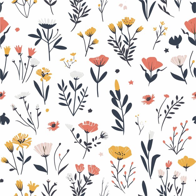 Vector floral pattern minimalistic vector white background