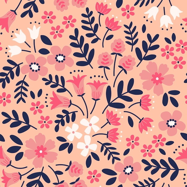 Floral pattern Pretty flowers coral background Printing with small pink flowers Ditsy print