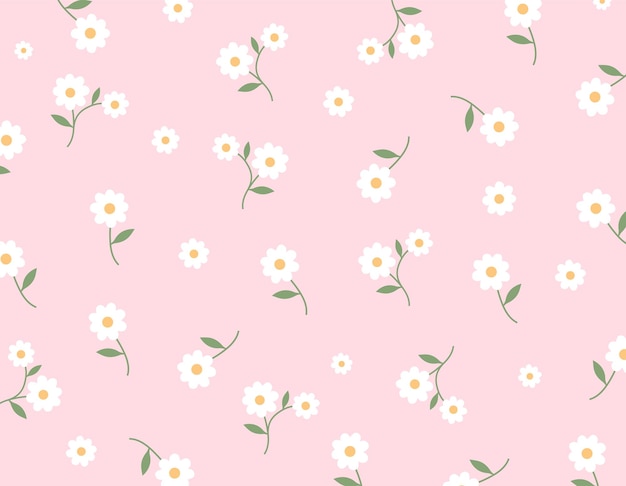 Vector floral pattern seamless cute daisy flower small flower floral background