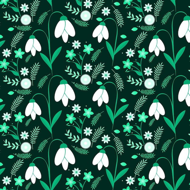 Floral Pattern Spring Tulips, Seamless floral pattern, Geometry Shape, Skulls with Floral Patterns