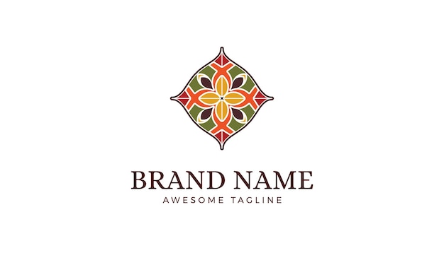 Floral Pattern Traditional Asian Colorful Logo design inspiration