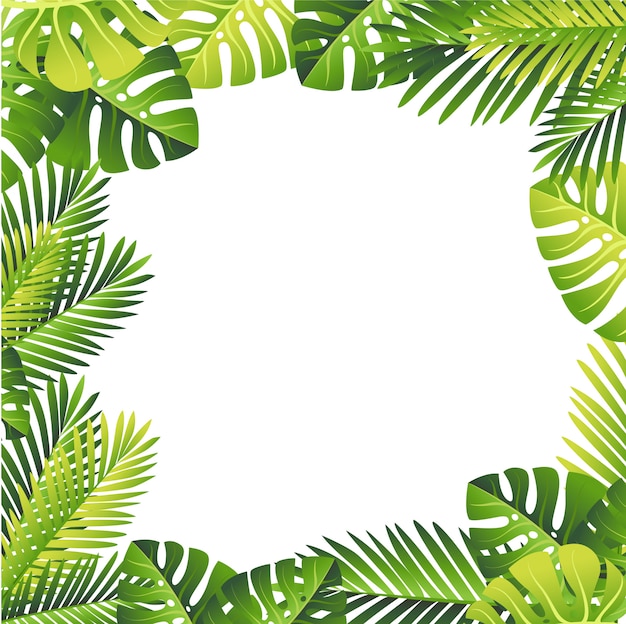 Floral pattern. Tropical green leaves. Exotical jungle and palm leaf.  floral element on white background