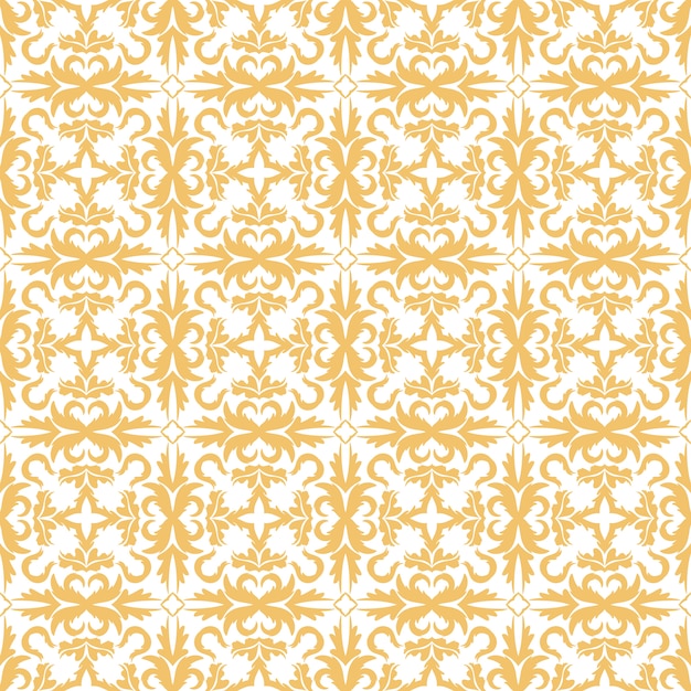 Floral pattern. Wallpaper baroque, damask. Seamless vector background. Orange and white ornament