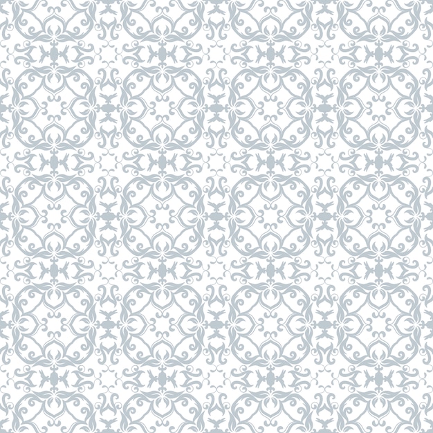 Floral pattern. Wallpaper baroque, damask. Seamless vector background. Sky blue and white ornament