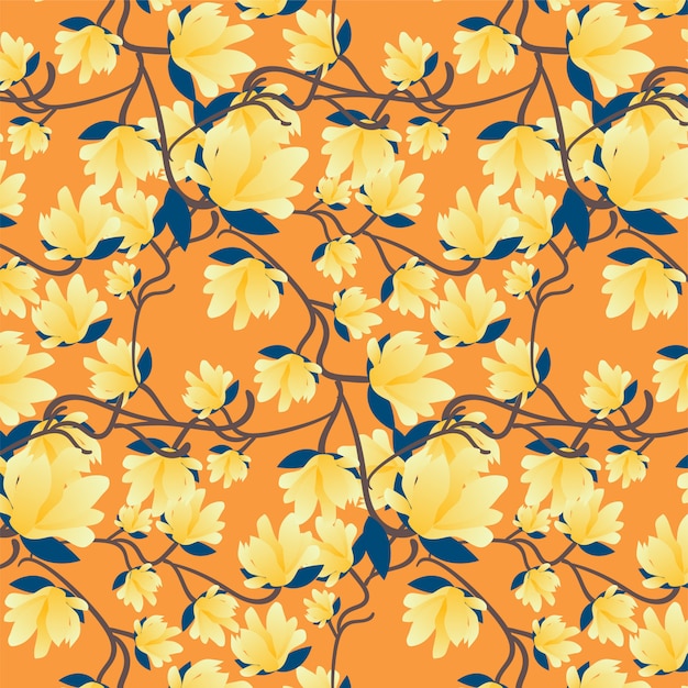 Floral pattern with flowers and leaves